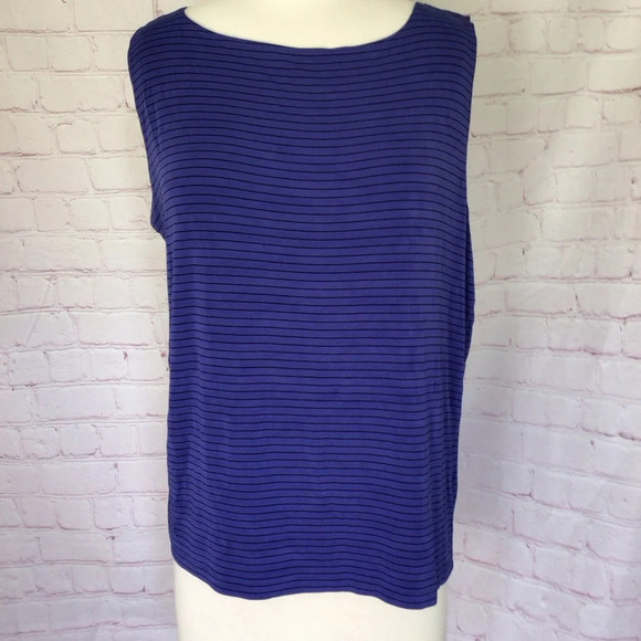 Chico’s Private Edition Purple and Black Stripe Sleeveless Top - Size 3 - Picture 1 of 6